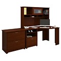 Bush Furniture Cabot Corner Desk with Hutch and Lateral File Cabinet, Harvest Cherry (CAB007HVC)