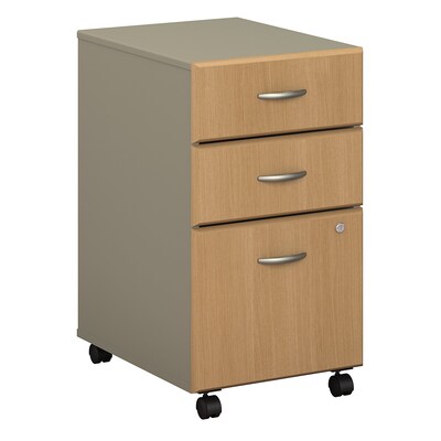 Bush Business Furniture Cubix 3 Drawer Mobile File Cabinet, Light Oak, Installed (WC64353PSUFA)