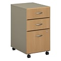 Bush Business Furniture Cubix 3 Drawer Mobile File Cabinet, Light Oak (WC64353PSU)