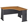 Bush Business Furniture Cubix 60W x 44D Right Handed L Bow Desk, Natural Cherry, Installed (WC57422FA)