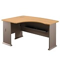 Bush Business Furniture Cubix 60W x 44D Left Handed L Bow Desk, Light Oak, Installed (WC64333FA)