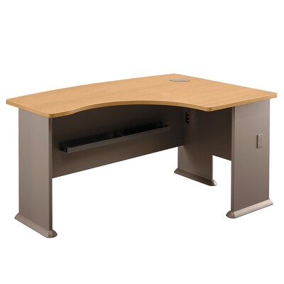 Bush Business Furniture Cubix 60W x 44D Right Handed L Bow Desk, Light Oak (WC64322)