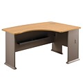 Bush Business Furniture Cubix 60W x 44D Right Handed L Bow Desk, Light Oak, Installed (WC64322FA)