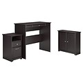 Bush Furniture Cabot Standing Desk, Storage Cabinet with Doors, and 2 Drawer Pedestal, Espresso Oak (CAB036EPO)
