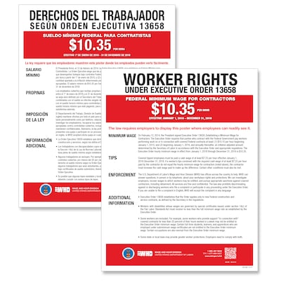 ComplyRight Federal Minimum Wage for Contractors Poster, Bilingual (E2240B)