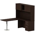 Bush Business Furniture Emerge 66W x 30D L Shaped Desk with 2 Pedestals, Mocha Cherry, Installed (300S026MRFA)