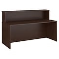 Bush Business Furniture Emerge 48W x 30D Desk w/ 3 Drawer Pedestal and 48W Hutch, Natural Maple, Installed (300S074MRFA)
