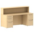 Bush Business Furniture Emerge 48W x 30D Desk with 3 Drawer Pedestal and 48W Hutch, Natural Maple, Installed (300S079ACFA)