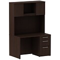 Bush Business Furniture Emerge 72W x 30D Office Desk w/ 2 Pedestals and 72W Credenza, Mocha Cherry, Installed (300S022MRFA)