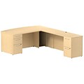 Bush Business Furniture Emerge 72W x 36D Bow Front L Shaped Desk w/ 2 Pedestals, Natural Maple (300S080AC)