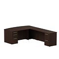 Bush Business Furniture Emerge 66W x 30D Office Desk with 2 Pedestals and 66W Credenza, Mocha Cherry, Installed (300S023MRFA)