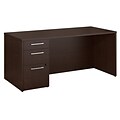 Bush Business Furniture Emerge 66W x 30D Desk with 3 Drawer Pedestal, Mocha Cherry, Installed (300S097MRFA)