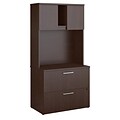 Bush Business Furniture Emerge Lateral File Cabinet with Hutch, Mocha Cherry (300S106MR)
