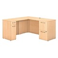 Bush Business Furniture Emerge 60W x 22D L Shaped Desk with Storage, Natural Maple (300S116AC)