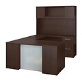 Bush Business Furniture Emerge 60W x 30D U Shaped Desk with Hutch, 2 and 3 Drawer Pedestals, Mocha Cherry (300S109MR)