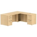 Bush Business Furniture Emerge 72W x 30D L Shaped Desk with 2 Pedestals, Natural Maple, Installed (300S025ACFA)