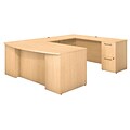 Bush Business Furniture Emerge 72W Bow Front U Shaped Desk with Pedestals, Natural Maple, Installed (300S028ACFA)