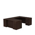 Bush Business Furniture Emerge 72W x 22D Desk with 2 and 3 Drawer Pedestals, Mocha Cherry, Installed (300S033MRFA)