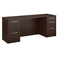Bush Business Furniture Emerge 72W x 36D Bow Front Desk w/ 72W Credenza and Storage, Natural Maple, Installed (300S033MRFA)