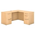Bush Business Furniture 300 Series 66W x 30 D L-Desk with Storage & 66H Tall Hutch, Modern Cherry, Installed (300S038ACFA)