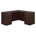 Bush Business Furniture Emerge 66W x 30D L Shaped Desk with Hutch and 2 Pedestals, Mocha Cherry, Installed (300S040MRFA)