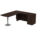 Bush Business Furniture Emerge 66W x 22D Office Desk with Hutch and 2 Pedestals, Mocha Cherry, Installed (300S044MRFA)