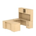 Bush Business Furniture Emerge 72W x 30D U Shaped Desk w/ Hutch and 2 Pedestals, Natural Maple (300S055AC)