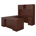 Bush Business Furniture Emerge 72W x 36D Bow Front U Shaped Desk with Hutch and 2 Pedestals, Harvest Cherry (300S041CS)
