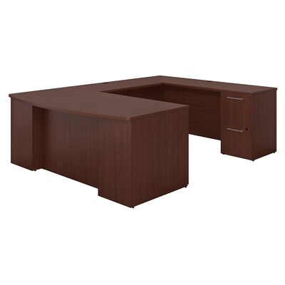 Bush Business Furniture Emerge 72W Bow Front U Shaped Desk with 2 Drawer and 3 Drawer Pedestals, Harvest Cherry (300S028CS)