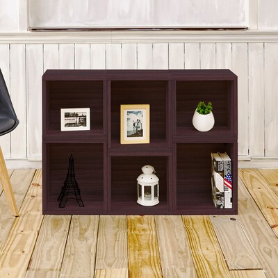 Way Basics 28.3H x 40.2W 6 Stackable Arlington Modern Eco Storage Cube System, Espresso Wood Grain (PS-MCCP-6-EO)