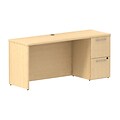 Bush Business Furniture Emerge 48W x 22D L Shaped Desk w/ 3 Drawer Pedestal, Natural Maple, Installed (300SCSP66ACKFA)