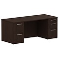 Bush Business Furniture Emerge 60W x 22D Office Desk with Hutch and 2 Pedestals, Natural Maple, Installed (300S060ACFA)