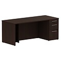 Bush Business Furniture 300 Series 66W x 30D Desk in U-Config w/ 3 Drw Ped and 2 Drw Ped, Modern Cherry