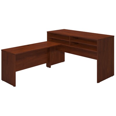 Bush Business Furniture Studio C 72W x 30D Standing Height Desk with Shelf Kit, 60W Return, Hansen Cherry (SRE063HC)