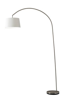 Adesso® Goliath 83H Arc Floor Lamp, Brushed Steel with Natural Linen Shade (5098-22)