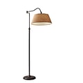 Adesso® Rodeo 61H Antique Bronze Swing-Arm Floor Lamp with Khaki Burlap Shade (3349-26)