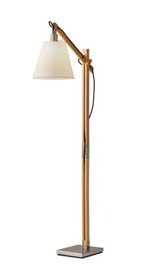 Adesso® Walden 61H Brushed Steel Adjustable Floor Lamp with Off-White Fabric Shade (4089-12)
