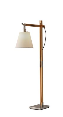 Adesso® Walden 61H Brushed Steel Adjustable Floor Lamp with Off-White Fabric Shade (4089-12)