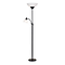 Adesso® Piedmont 71H Black 300W Torchiere Floor Lamp with Reading Light and White Plastic Shades (7