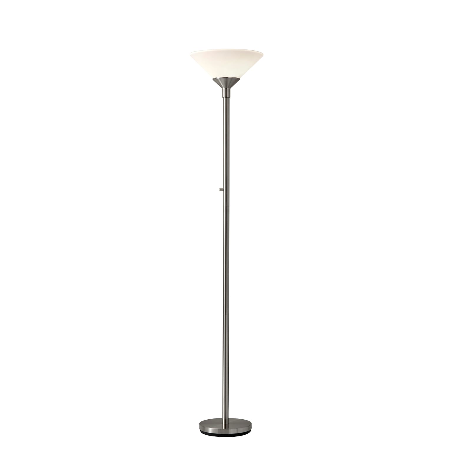 Adesso® Aries 73H 300 W Torchiere, Brushed Steel with White Acrylic Cone Shade (7500-22)