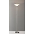 Adesso® Aries 73H 300 W Torchiere, Brushed Steel with White Acrylic Cone Shade (7500-22)