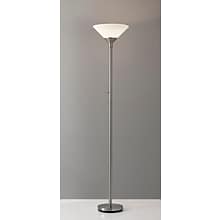 Adesso® Aries 73H 300 W Torchiere, Brushed Steel with White Acrylic Cone Shade (7500-22)