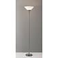 Adesso® Aries 73"H 300 W Torchiere, Brushed Steel with White Acrylic Cone Shade (7500-22)