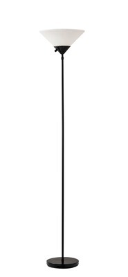 Adesso® Pisces 73H Black 300W Torchiere Floor Lamp with White Acrylic Shade (7501-01)