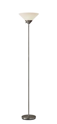 Adesso® Pisces 73H Brushed Steel 300W Torchiere Floor Lamp with White Acrylic Shade (7501-22)