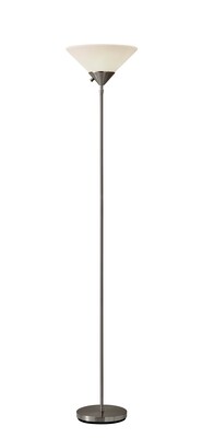 Adesso® Pisces 73H Brushed Steel 300W Torchiere Floor Lamp with White Acrylic Shade (7501-22)