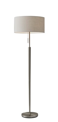 Adesso® Hayworth 65H Brushed Steel Floor Lamp with White Textured Drum Shade (3457-22)