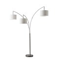 Adesso® Trinity 74H Brushed Steel Arc Floor Lamp with White Linen Shades (4238-22)