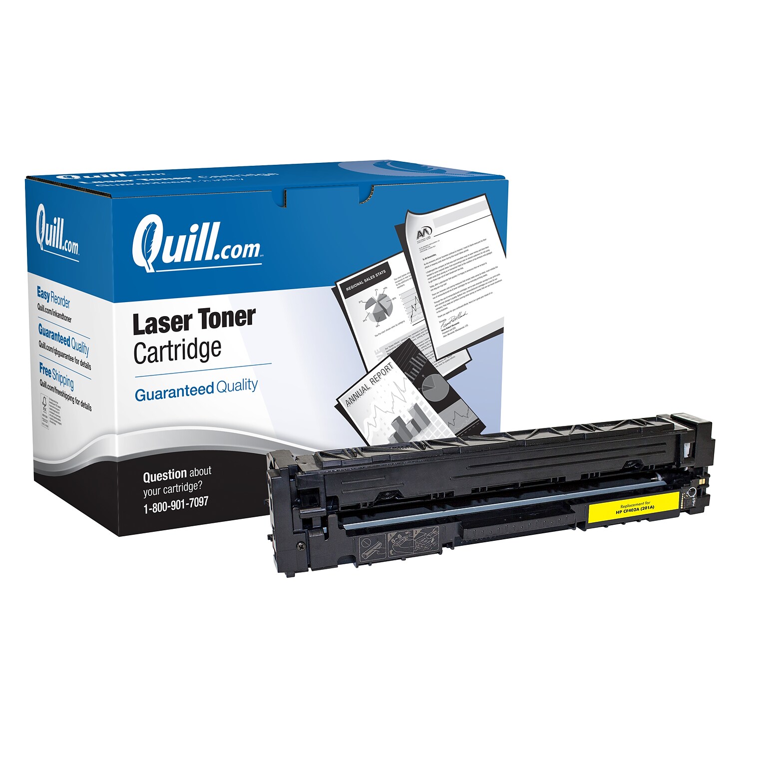 Quill Brand Remanufactured Yellow Standard Yield Toner Cartridge Replacement for HP 201A (CF402A)