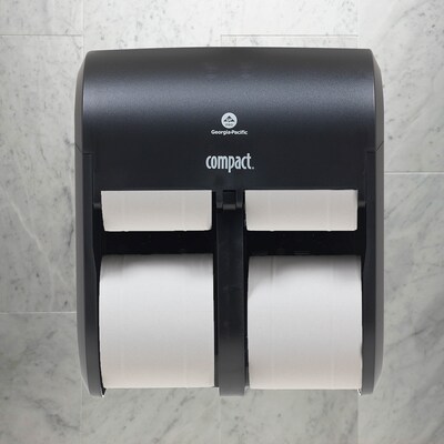 Compact® 4-Roll Quad Coreless Toilet Paper Dispenser by GP PRO, Black, 11.750” W x 6.900” D x 13.250” H (56744A)